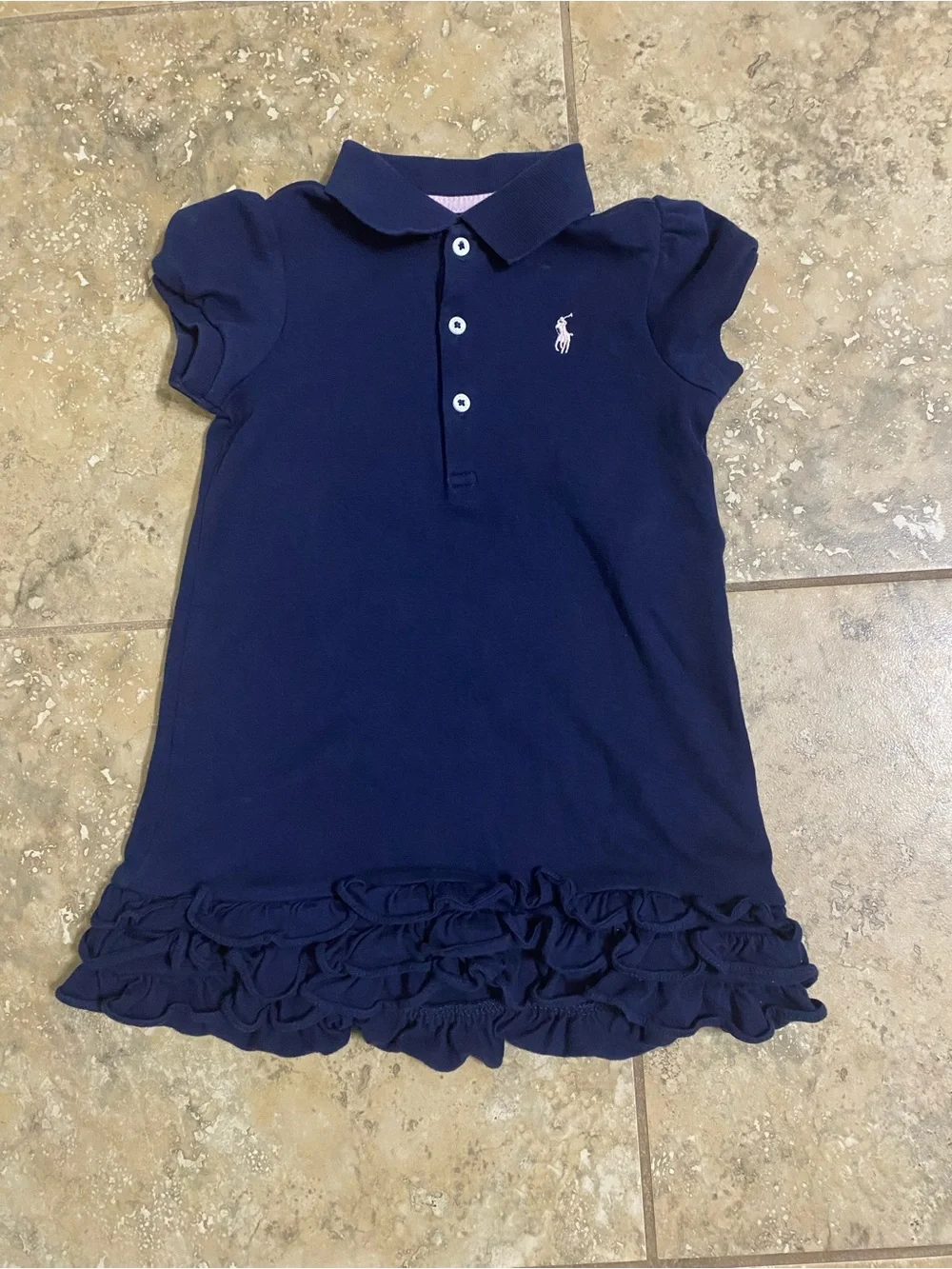 Polo Ralph Lauren Navy Blue Ruffle Cupcake Polo Preppy Baby Girl Dress 24M